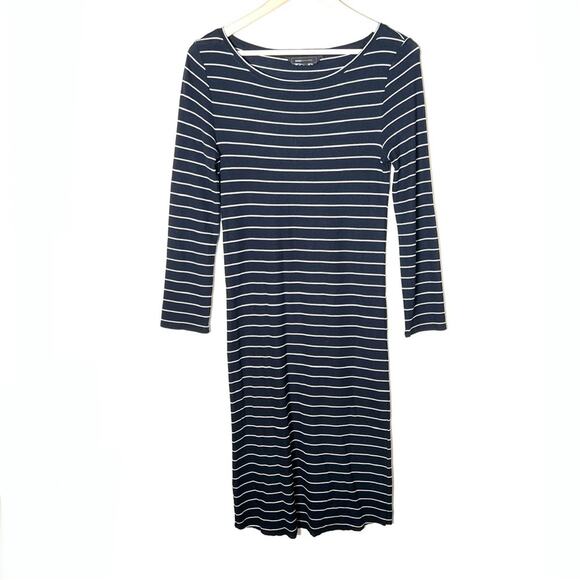 BCBGMAXAZRIA black w white stripes knit long sleeve midi dress size 6? B96 - Picture 1 of 4